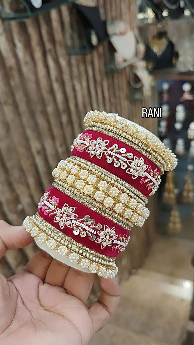 Moti With Velvet Tikki Bangles Set Wholesale Shop In Surat
